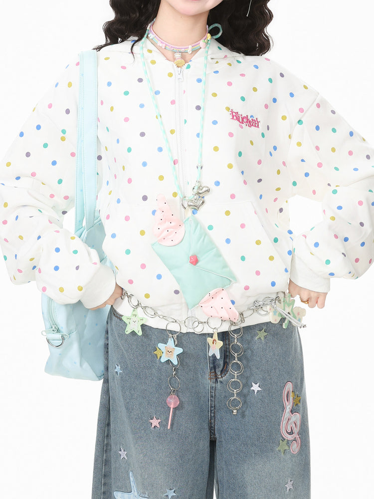 Rainbow Dot Hooded Jacket-Outerwear-ntbhshop