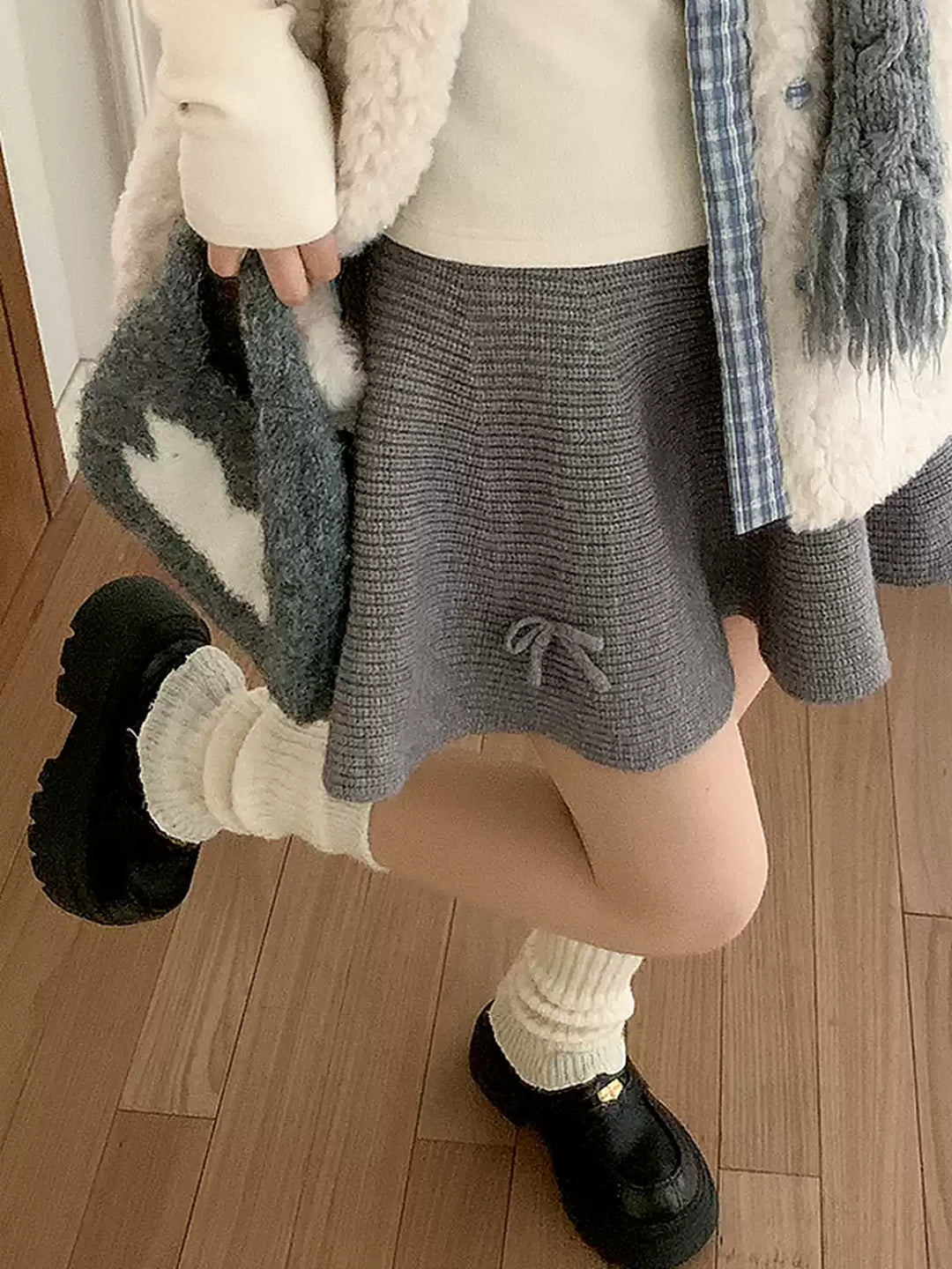 Soft Bow Knit Skirts-Bottoms-ntbhshop