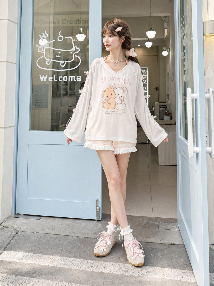 Nostalgia Bunny Lyocell Tee-Tops-ntbhshop