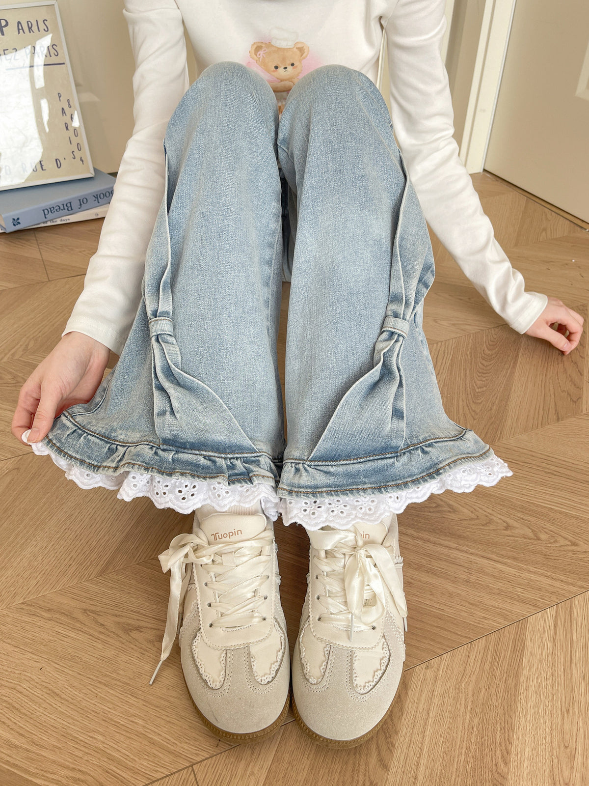 Cloud Ribbon Denim Jeans-ntbhshop