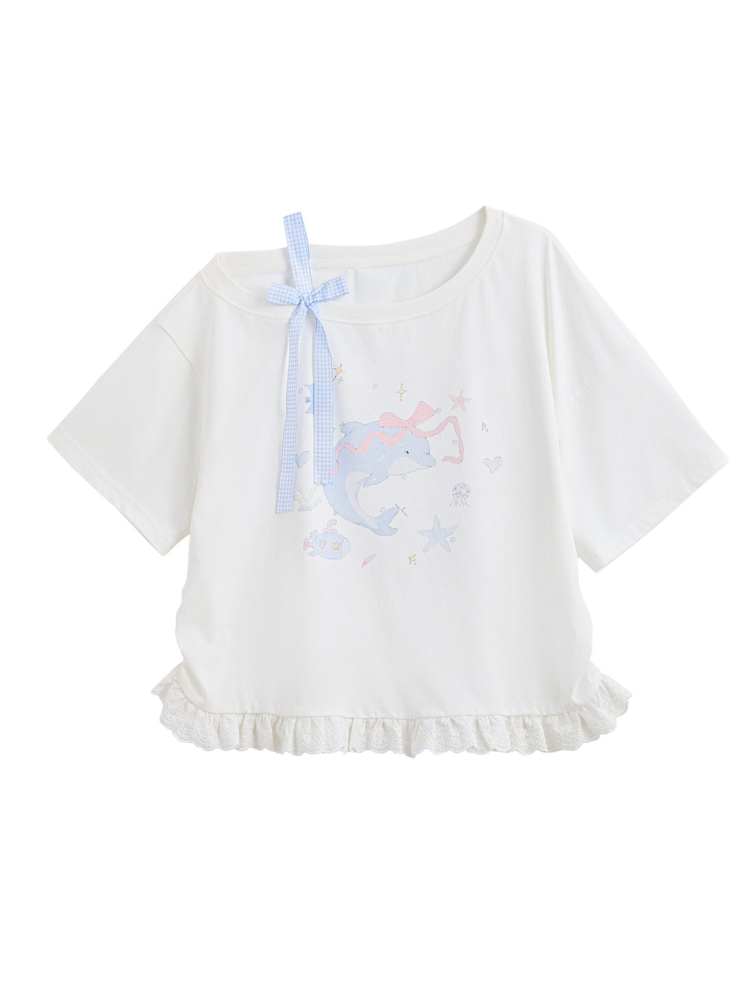 Dolphin Ribbon Shoulder Top-Tops-ntbhshop