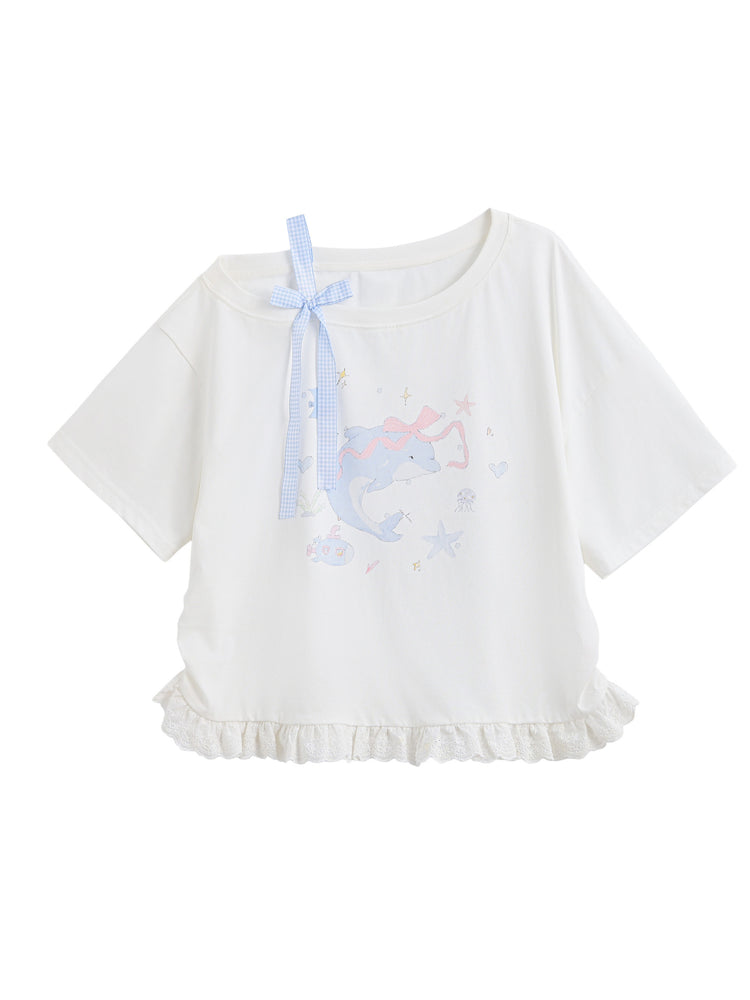 Dolphin Ribbon Shoulder Top-Tops-ntbhshop