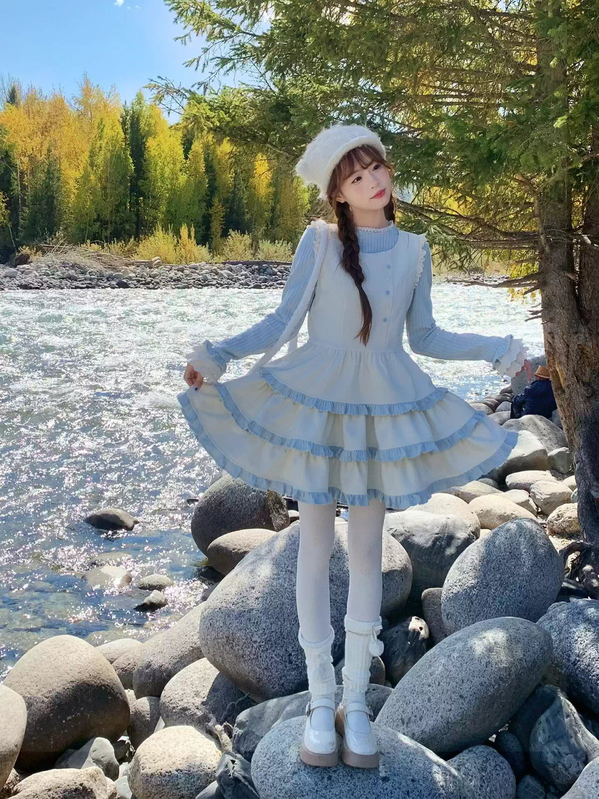 Snowberry Blue Base Top & Tier Dress-Sets-ntbhshop