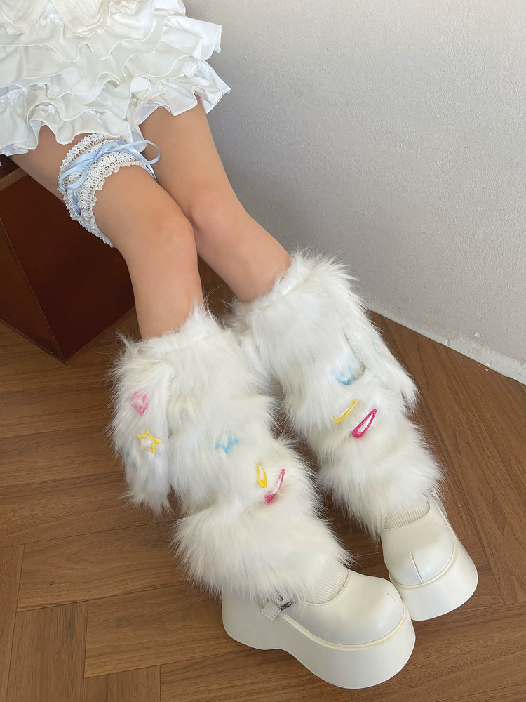 Snow Bunny Stardust Fur Leg Warmers - ntbhshop Snow Bunny Stardust Fur Leg Warmers - ntbhshop