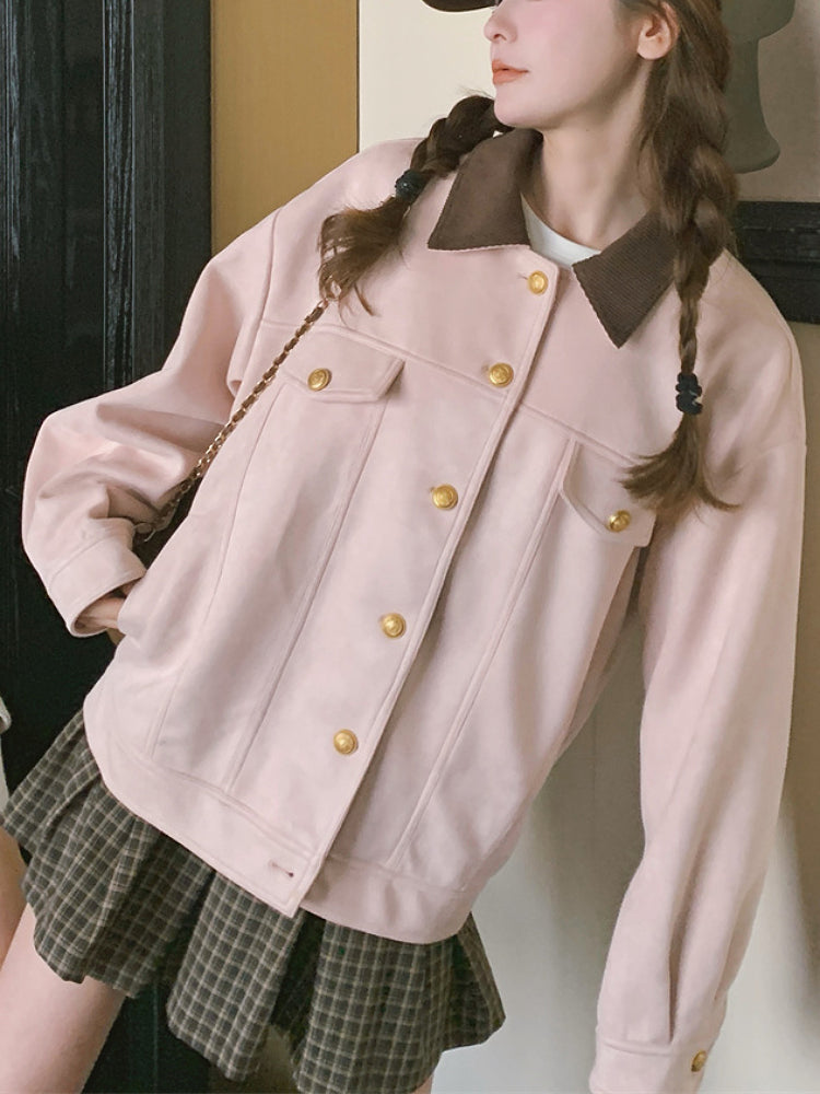 Rosy Path Suede Crop Jacket-ntbhshop