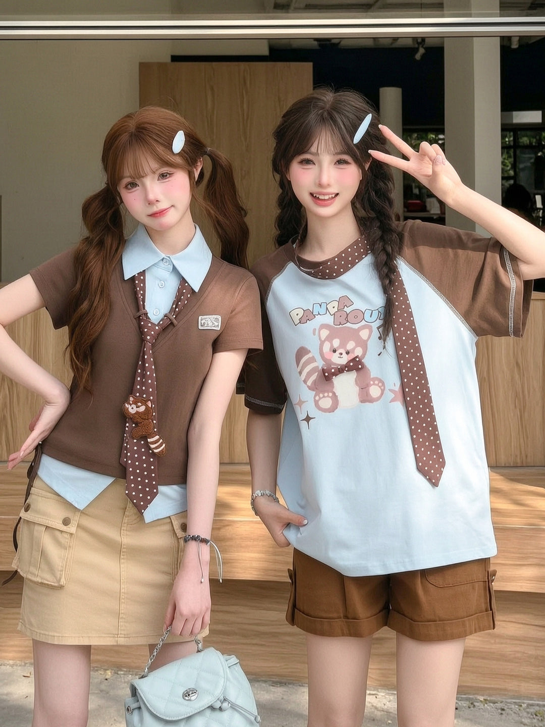 Roux Panda Colorblock Top & Tie-Tops-ntbhshop