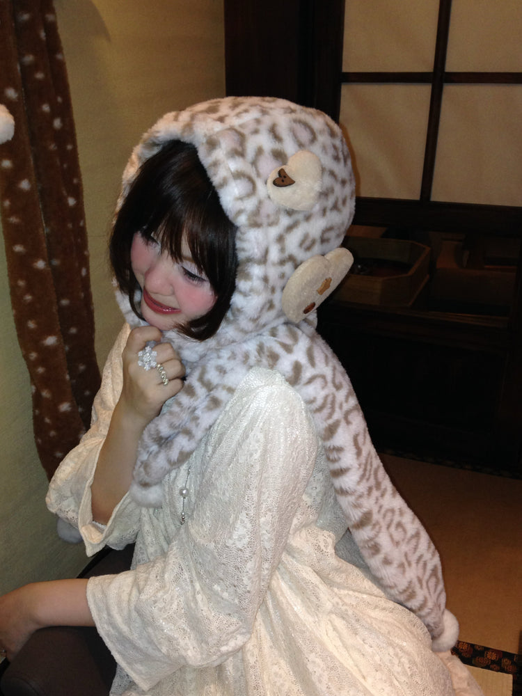 Leopard Latte Hooded Plush Wrap-ntbhshop