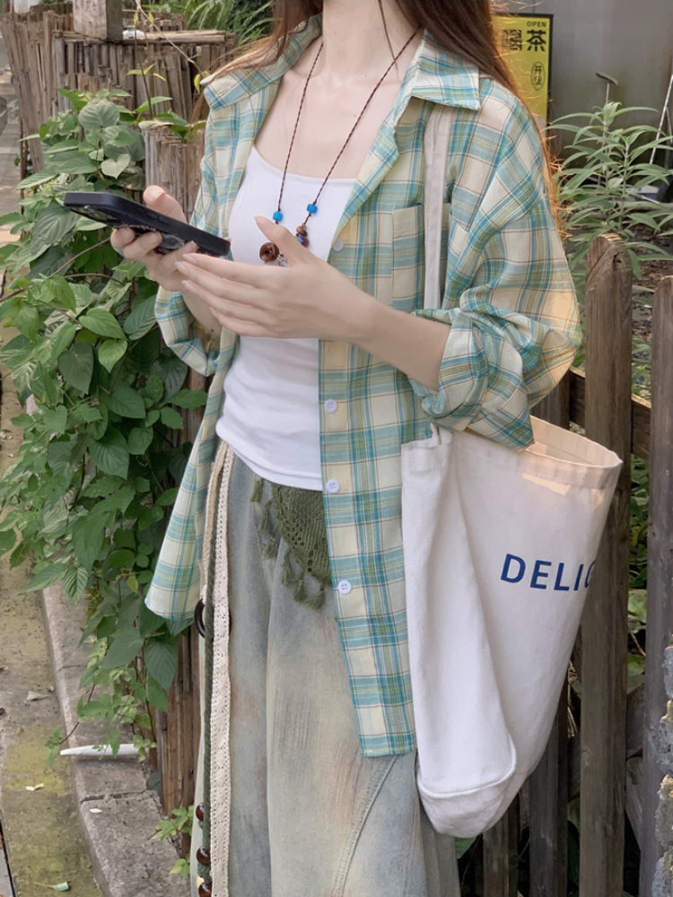 Green Breeze Retro Check Shirt-ntbhshop