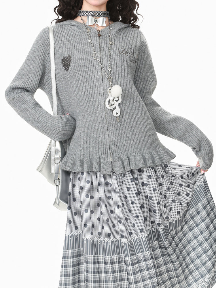 Mew Ruffle Knit Hoodies-Outerwear-ntbhshop