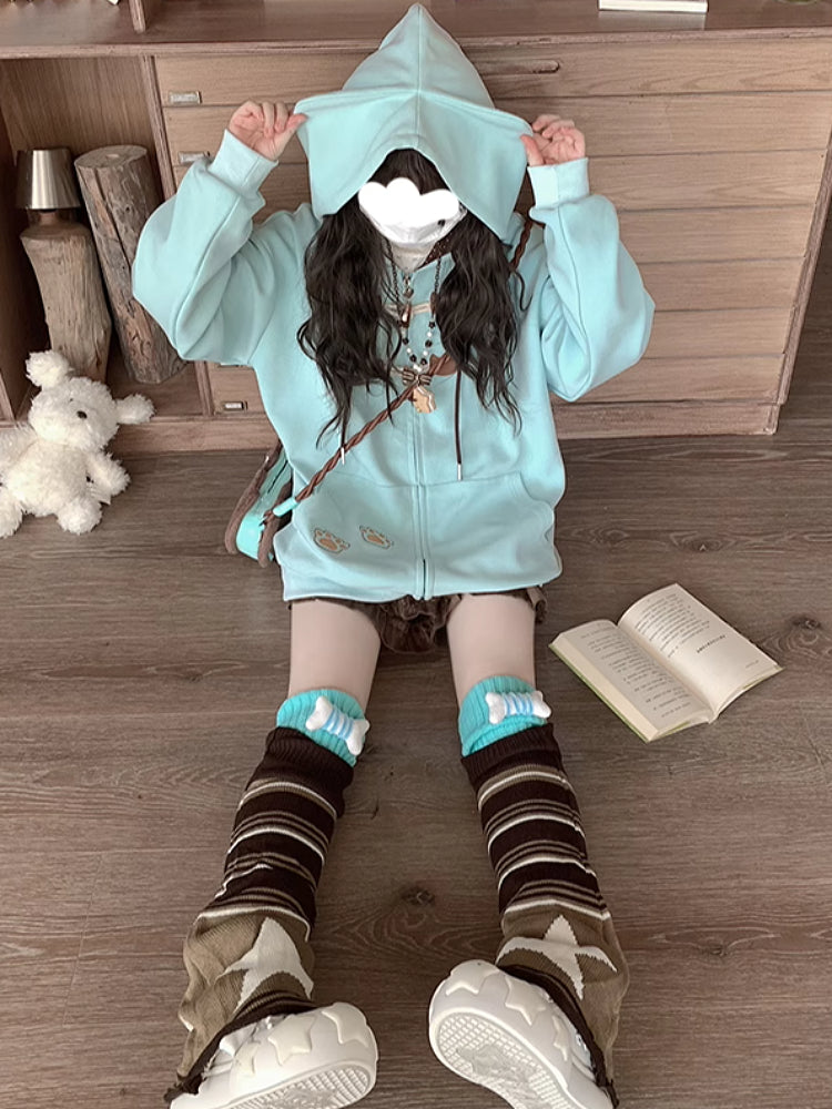 Chocomint Cat Oversize Hooded Jacket-ntbhshop