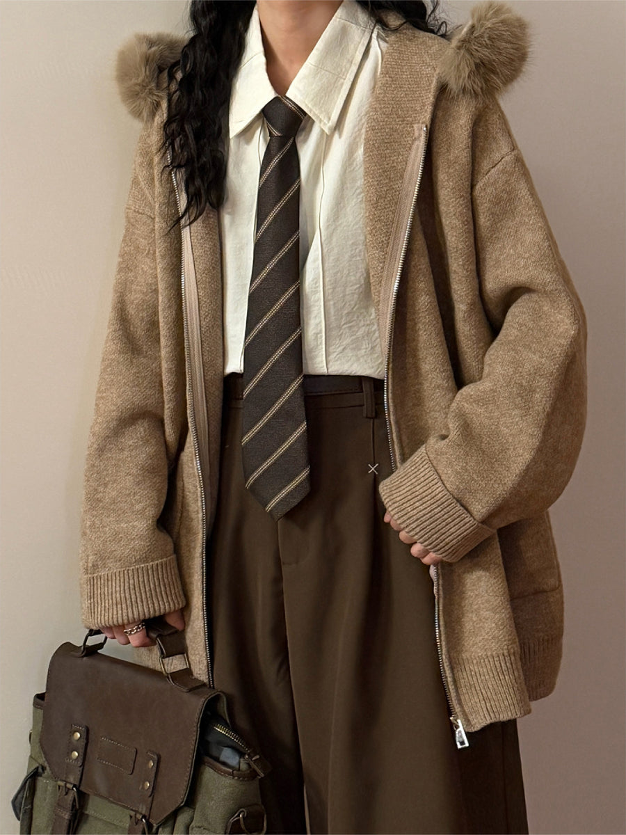 Ebonridge Fur Zip Cardigan-Outerwear-ntbhshop