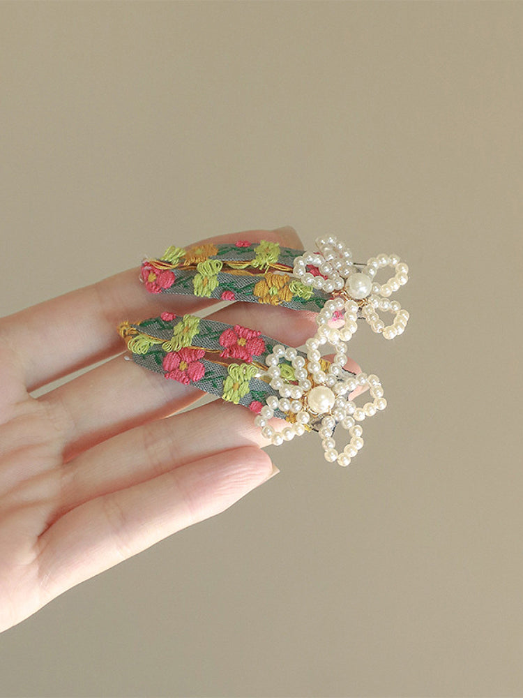 Dopamine Flower Beaded BB Hair Clips-ntbhshop