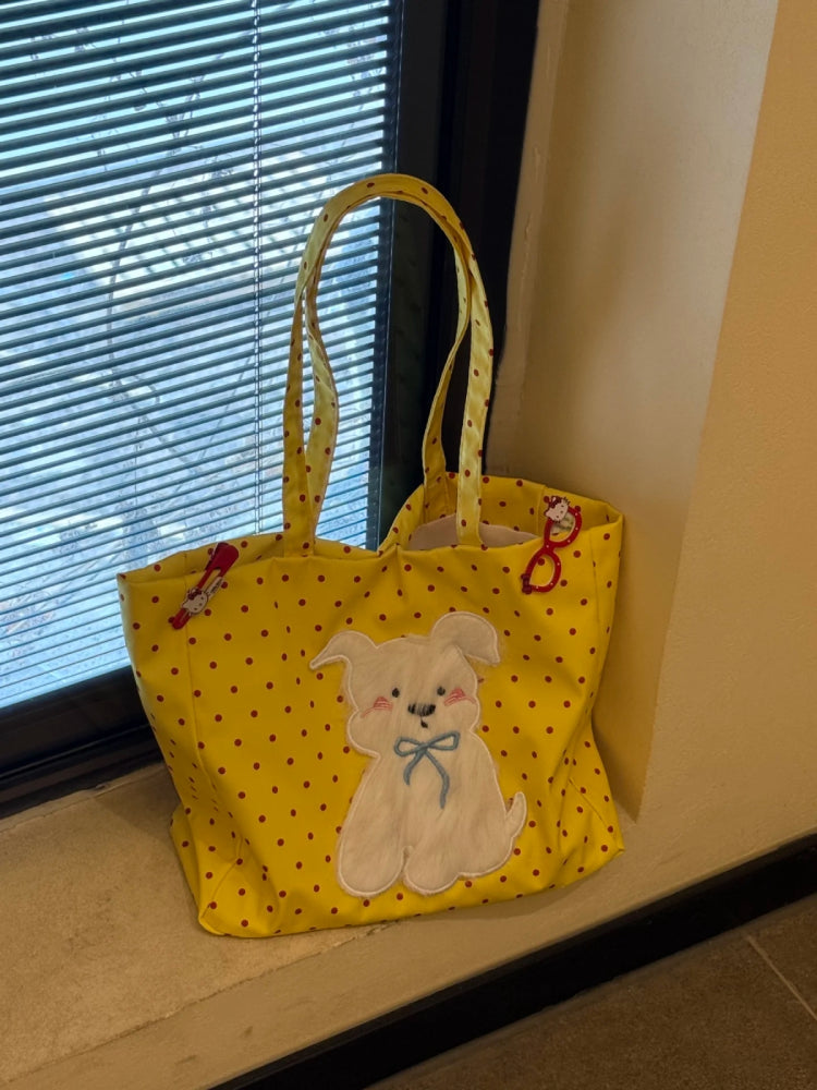 Puppy Love Contrast Tote Bags-Accessories-ntbhshop