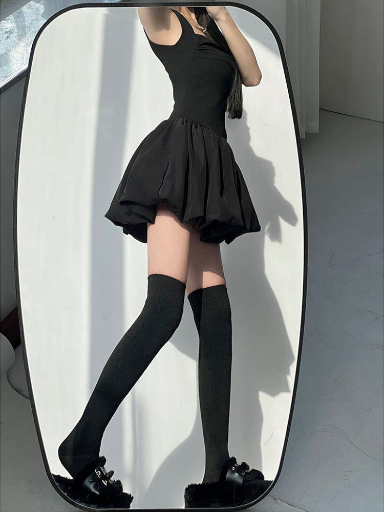 Fluffy Square Neck Bubble Dresses-ntbhshop