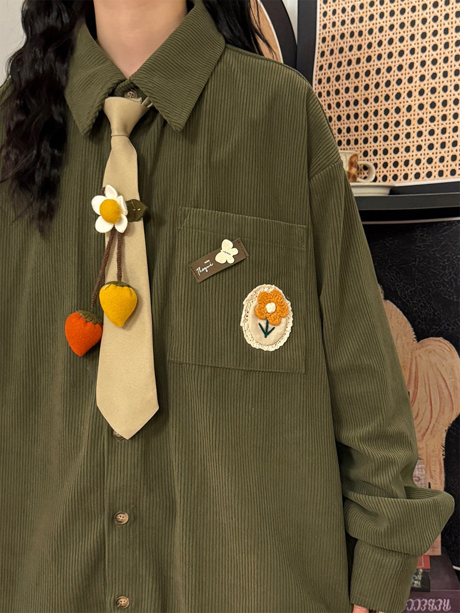 Moss Garden Corduroy Tie Shirts-Tops-ntbhshop