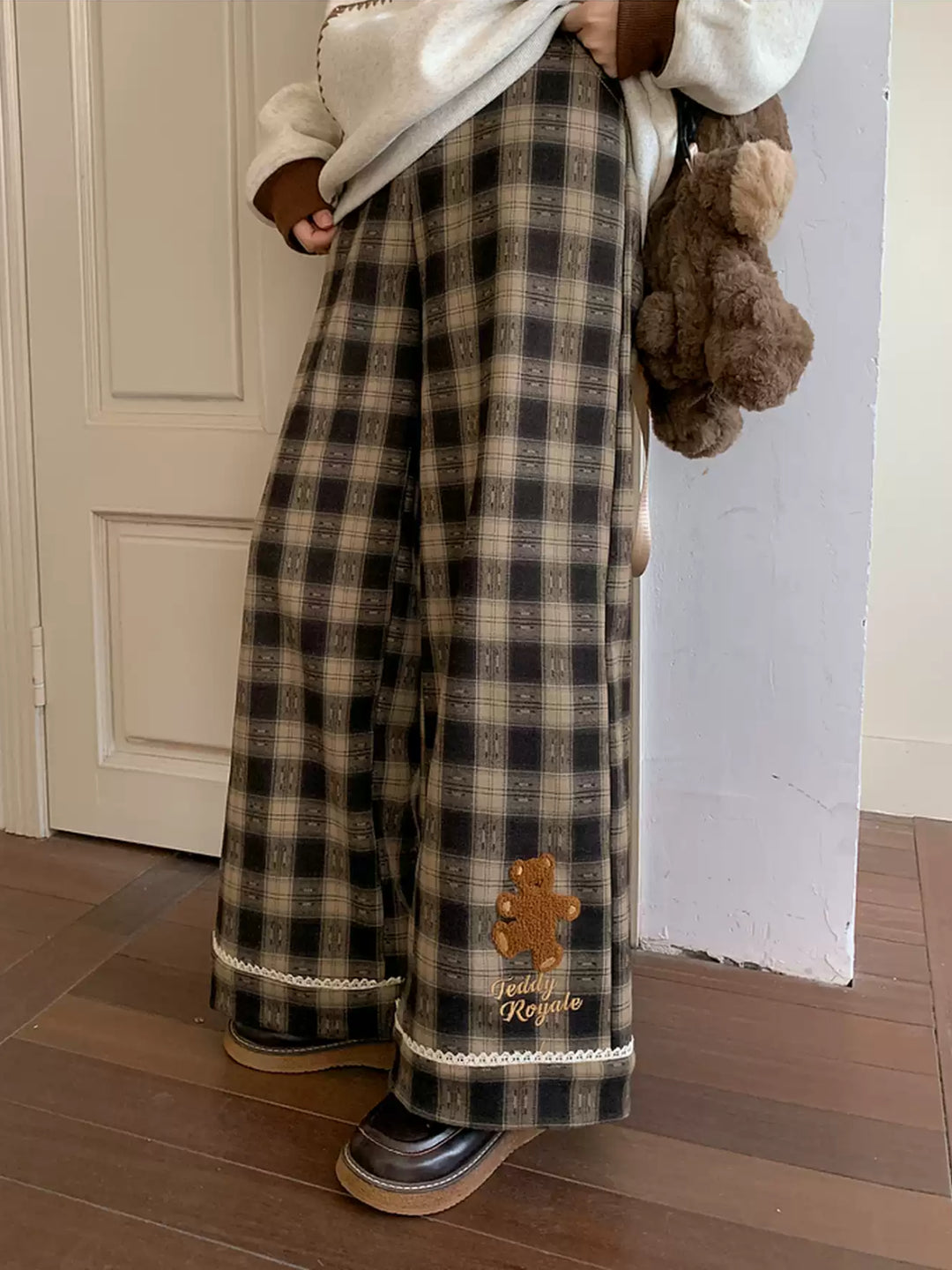 Teddy Royale Brown Plaid Pants-Bottoms-ntbhshop