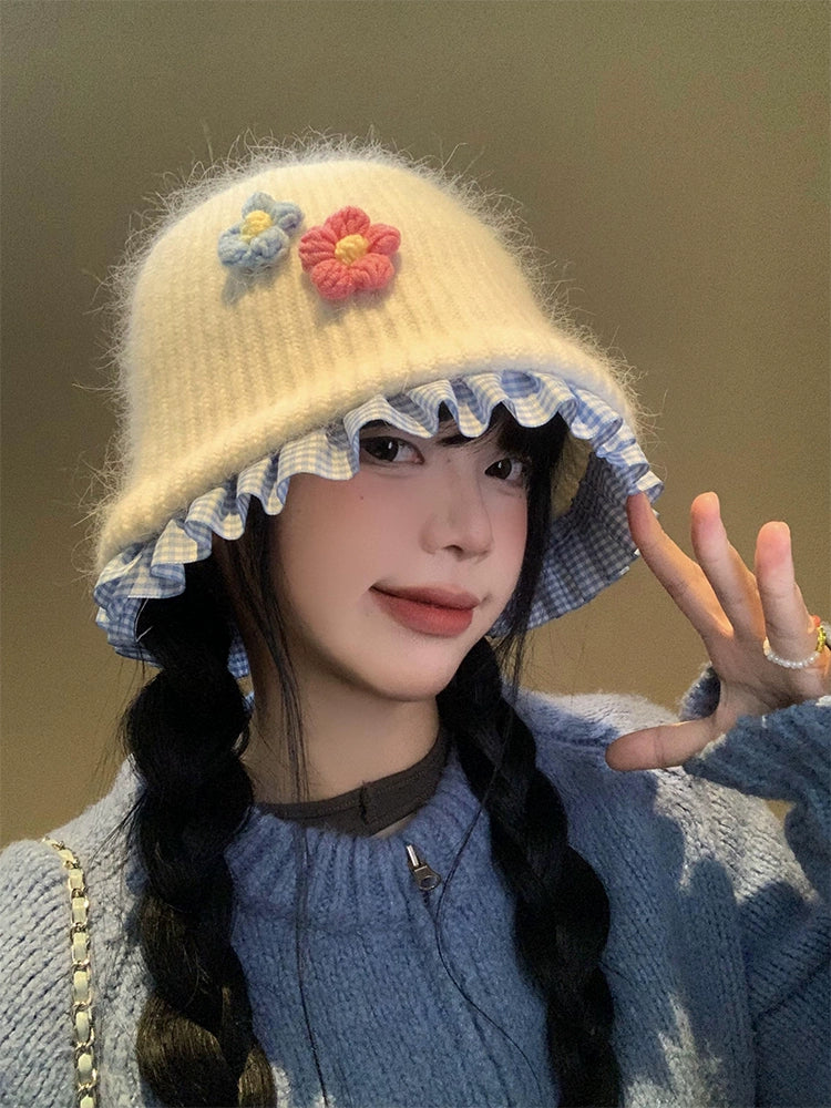 Bloom Garden Lace Trim Knit Hats-ntbhshop