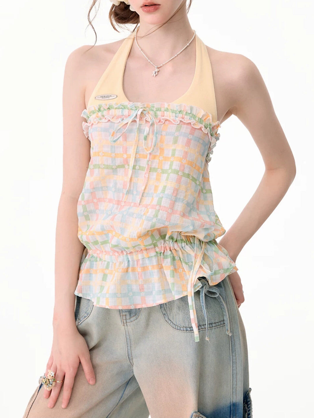 Peach Soda Plaid Top-Tops-ntbhshop