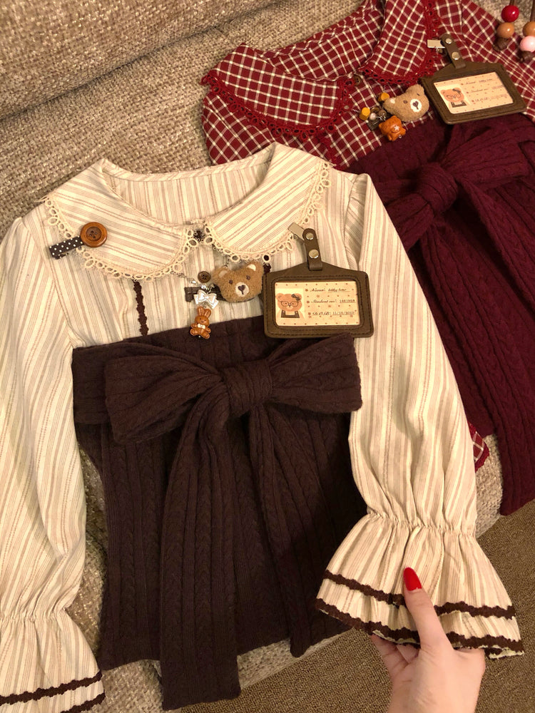 Choco Cherie Layer Knit Blouse-Tops-ntbhshop