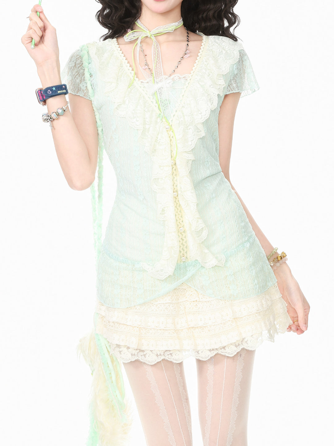 Vanilla Mint Blouse & Skirt-Sets-ntbhshop