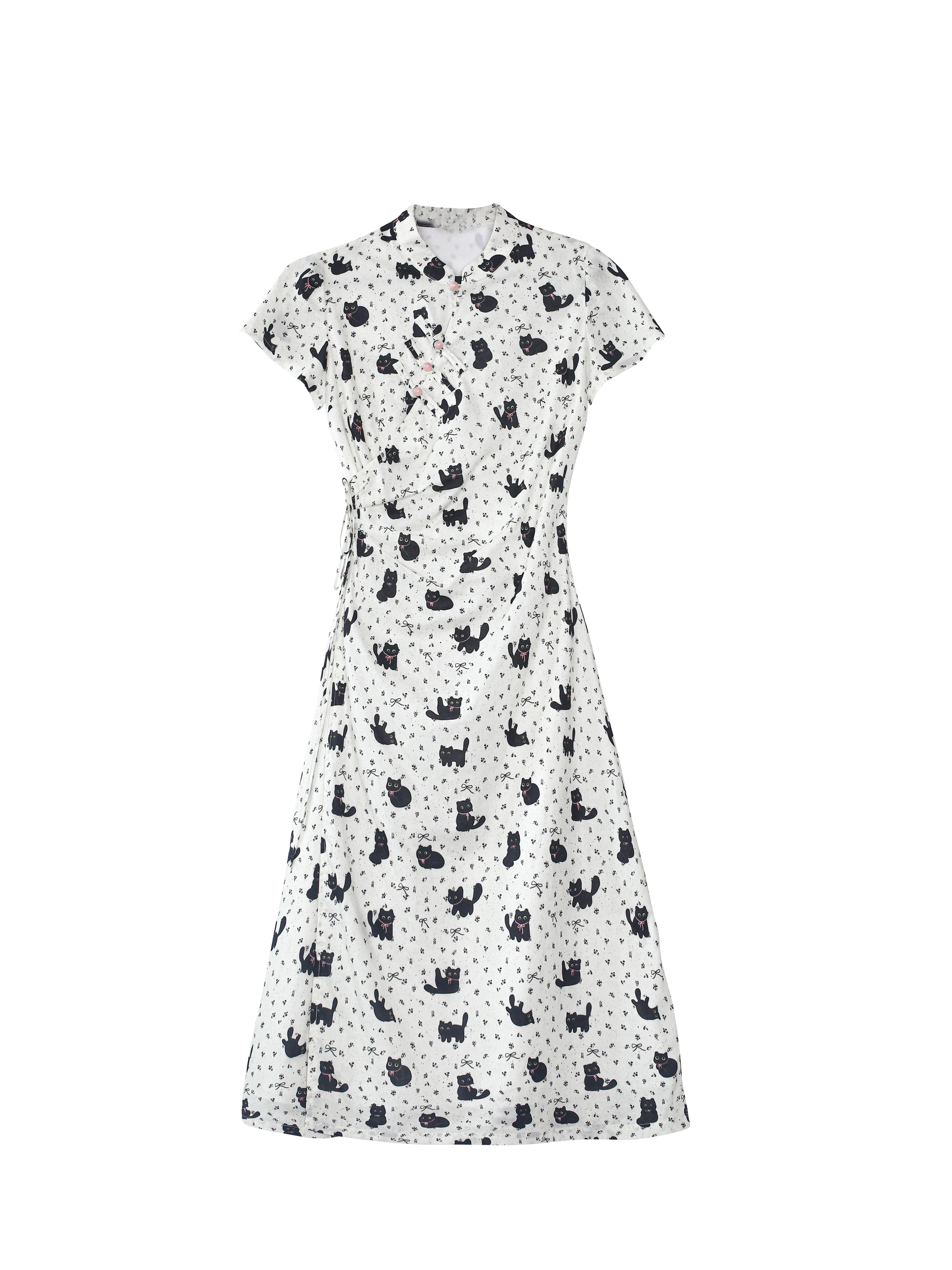 Black Cat Bow Cheongsam Dress-ntbhshop