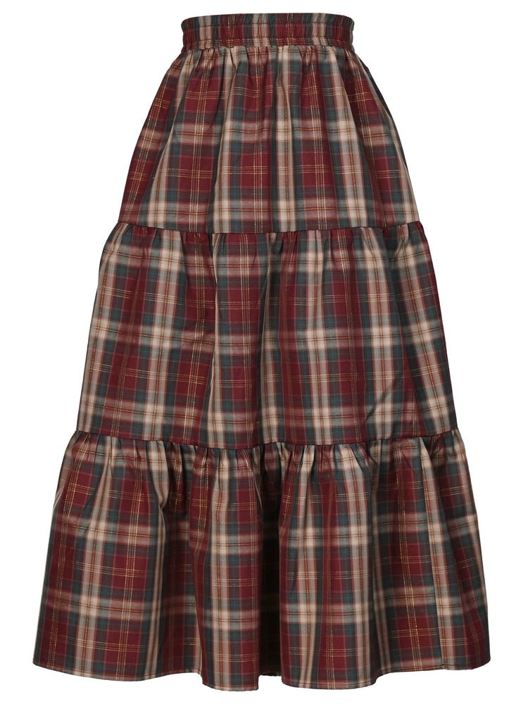 Christmas Holiday Plaid Maxi Skirt-ntbhshop