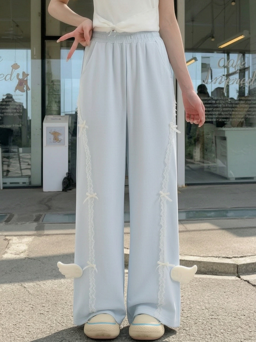 Angel Wing Lace Wide Pants-Bottoms-ntbhshop