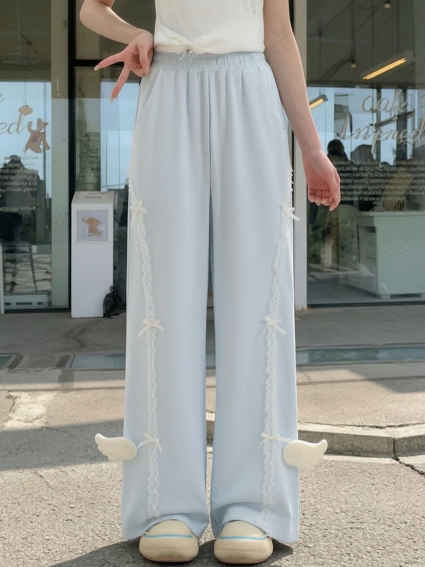 Angel Wing Lace Wide Pants-Bottoms-ntbhshop