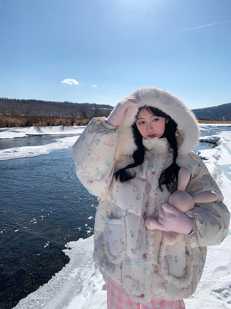 Bunny Meadow Dream Puffer Jacket-ntbhshop
