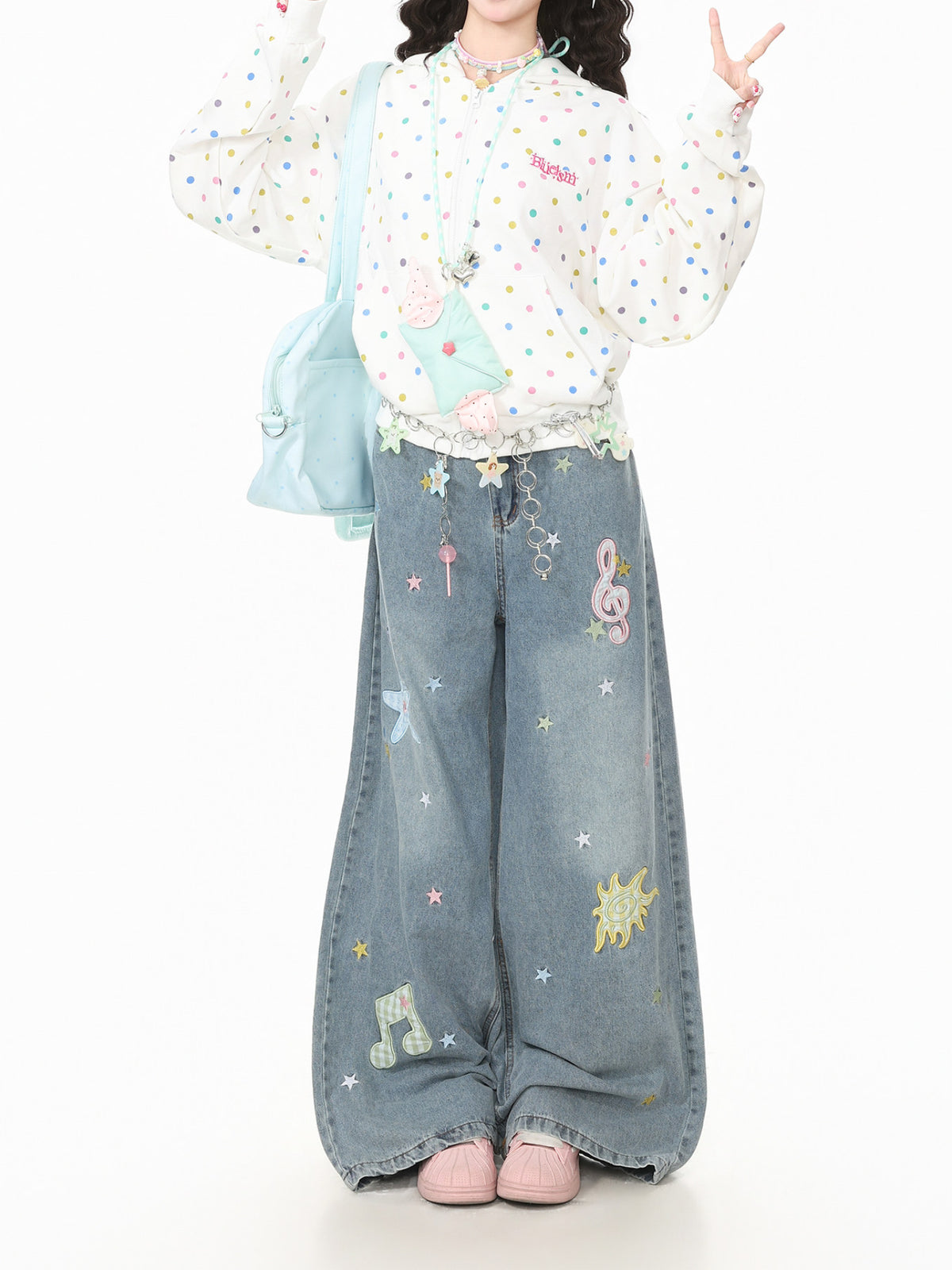 Rainbow Dot Hooded Jacket-Outerwear-ntbhshop