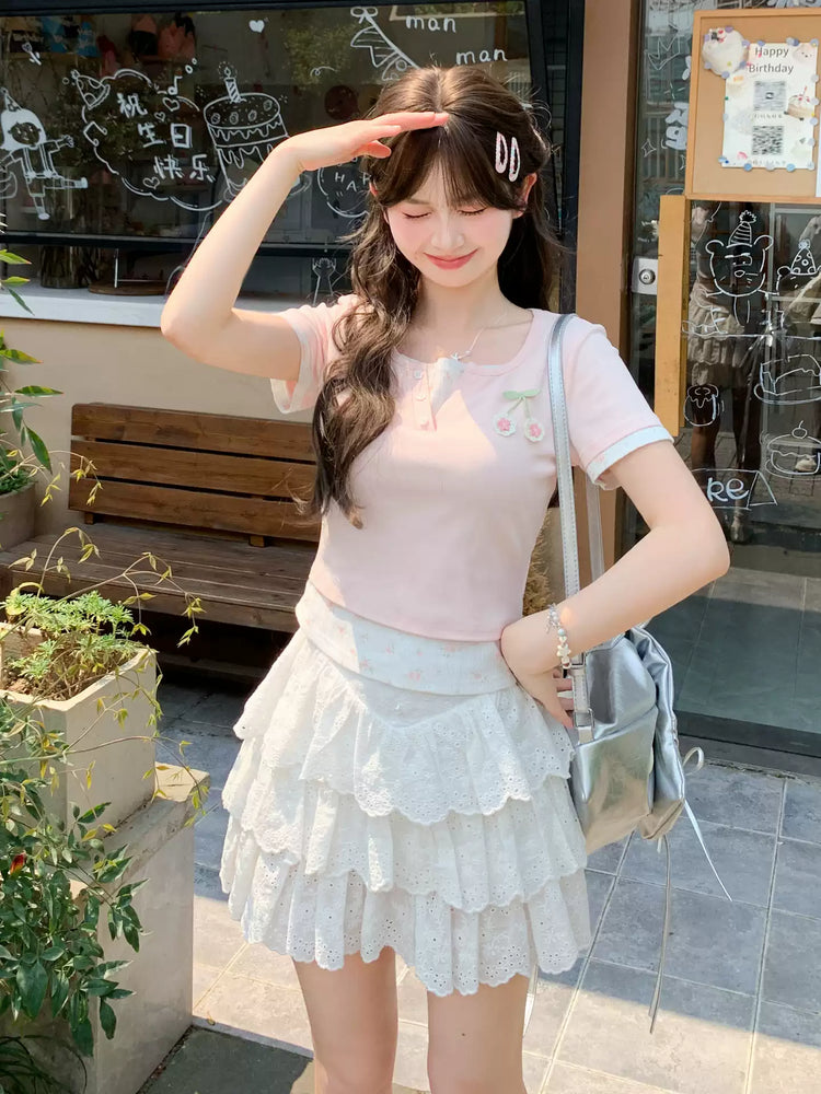 Dollhouse Eyelet Cotton Skirt-Bottoms-ntbhshop