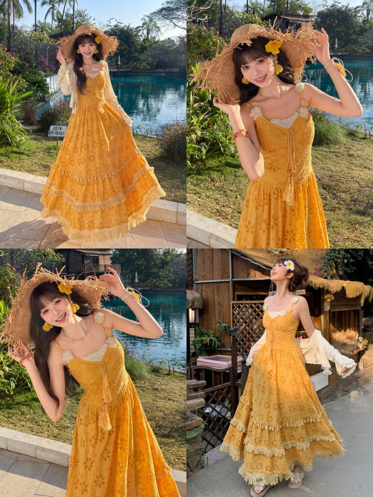 Tropical Bloom Eyelet Sundresses-Dresses-ntbhshop