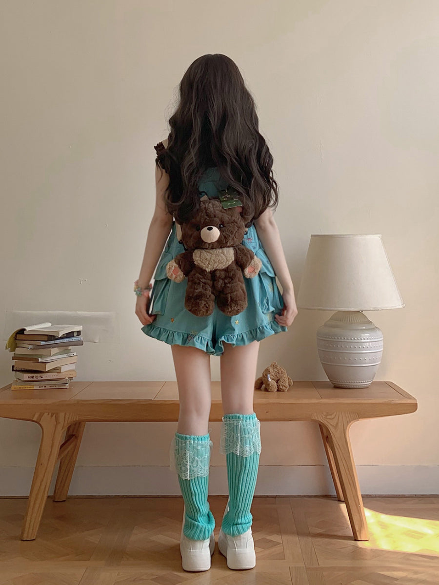 Candy Star Overall Shorts-Bottoms-ntbhshop