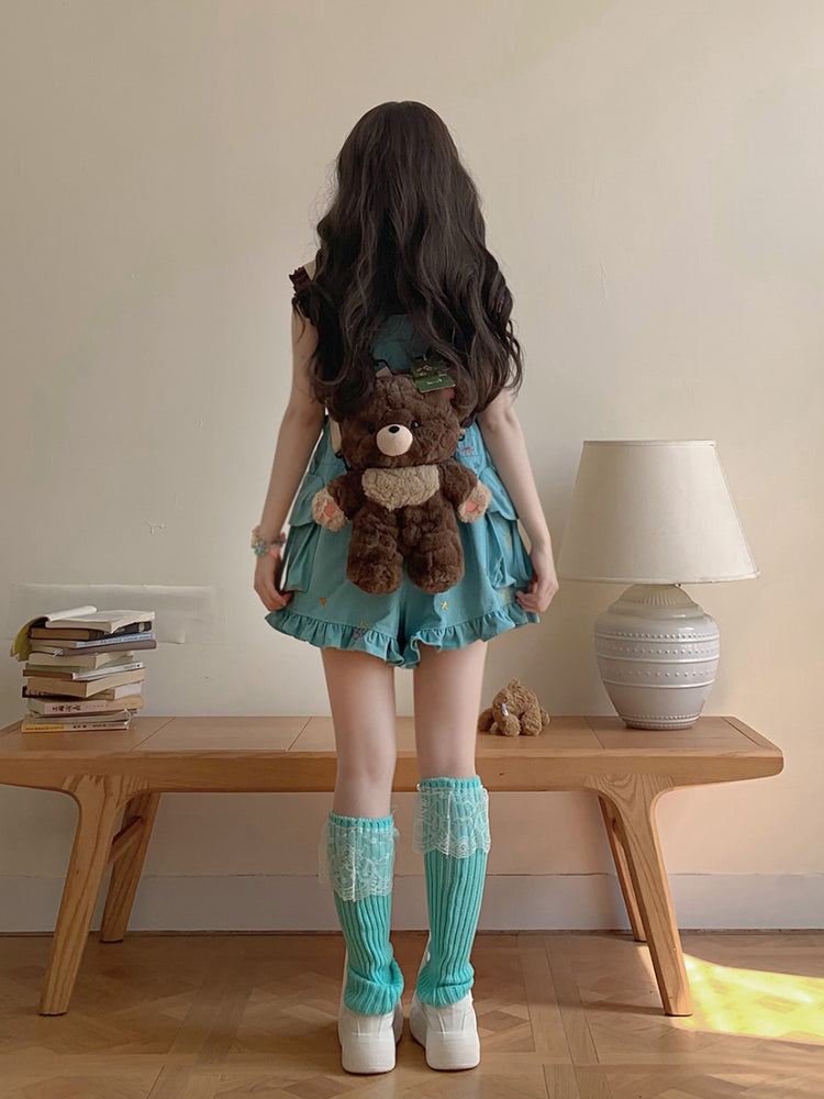 Candy Star Overall Shorts-Bottoms-ntbhshop
