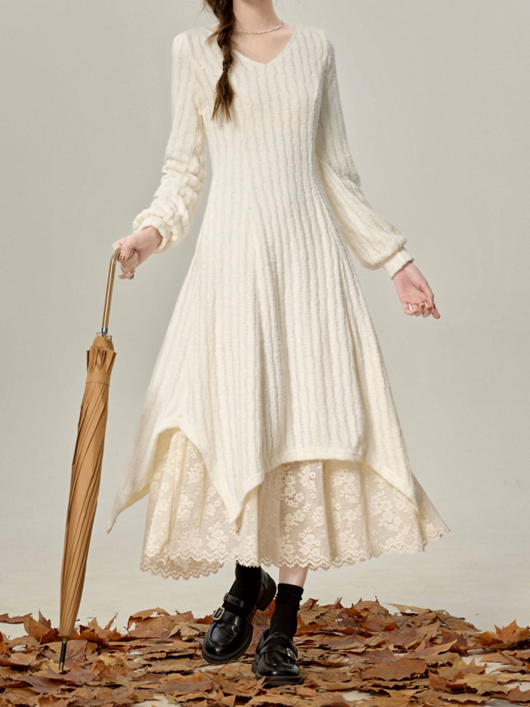 Ivory Snow Knit Layer Dress-Dresses-ntbhshop