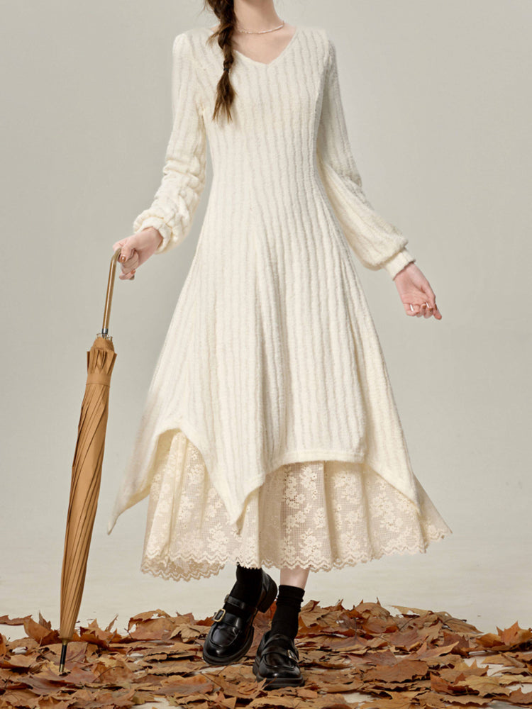 Ivory Snow Knit Layer Dress-Dresses-ntbhshop
