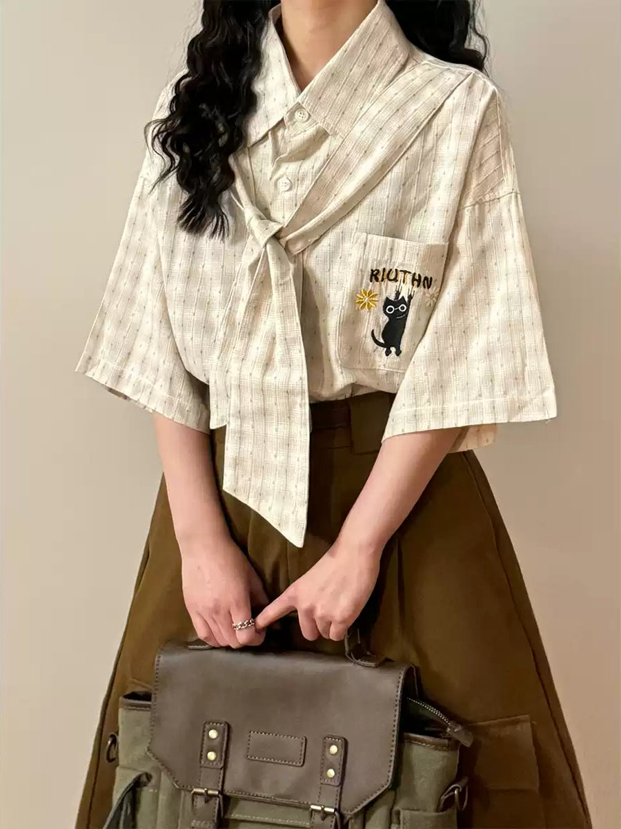 Black Whisker Scarf Shirts-Tops-ntbhshop