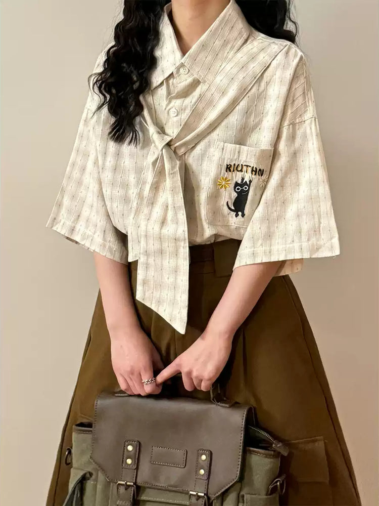 Black Whisker Scarf Shirts-Tops-ntbhshop