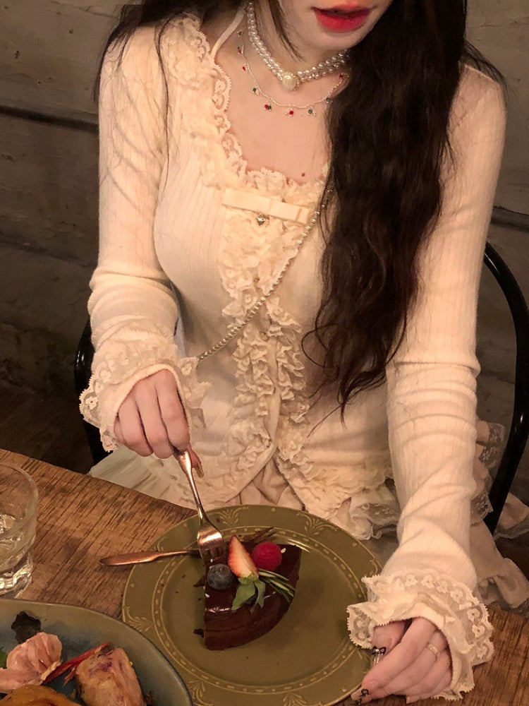 Heart Roll Ballet Knit Blouses-ntbhshop