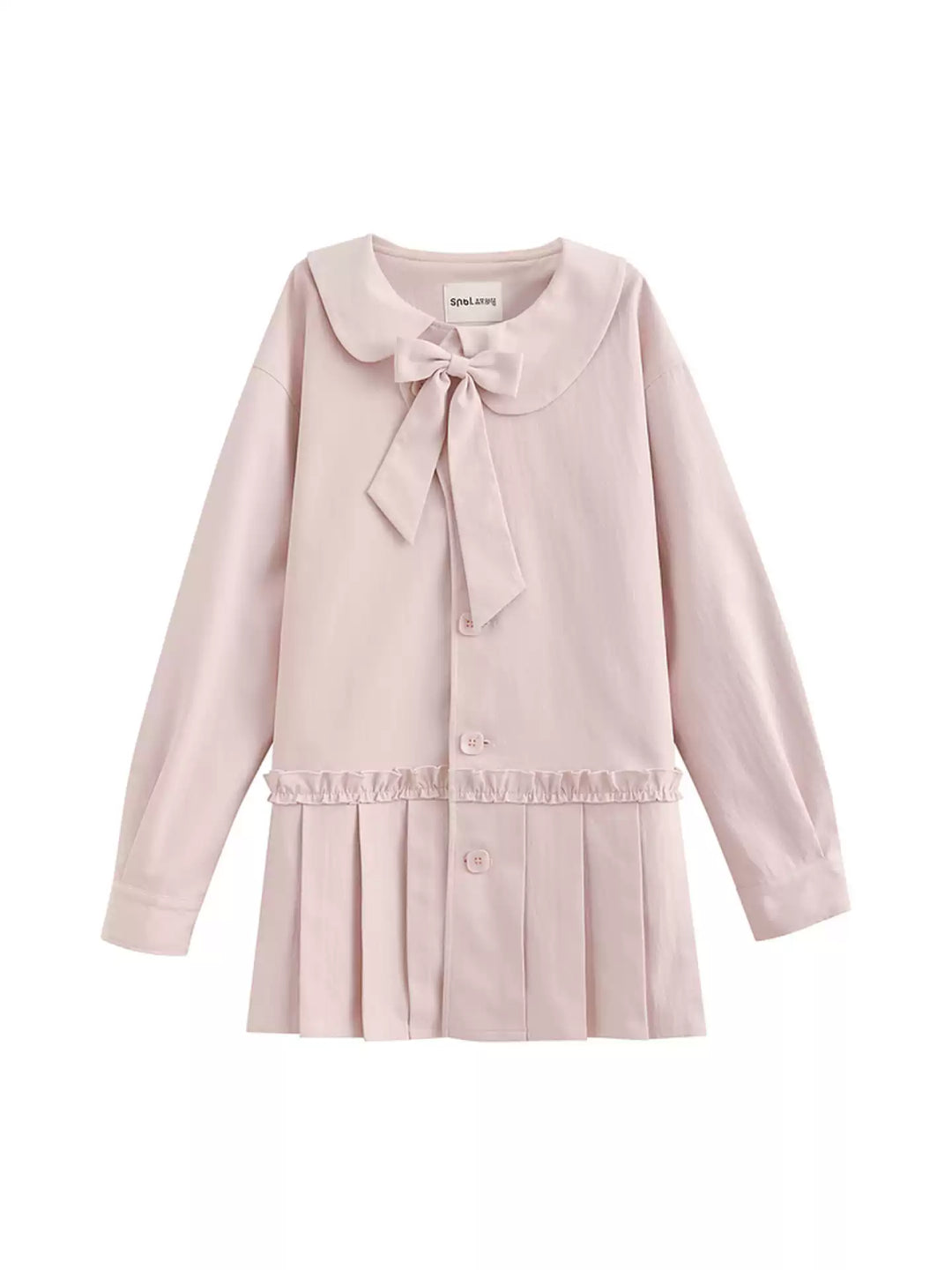 Blush Ribbon Pleat Coat Dress