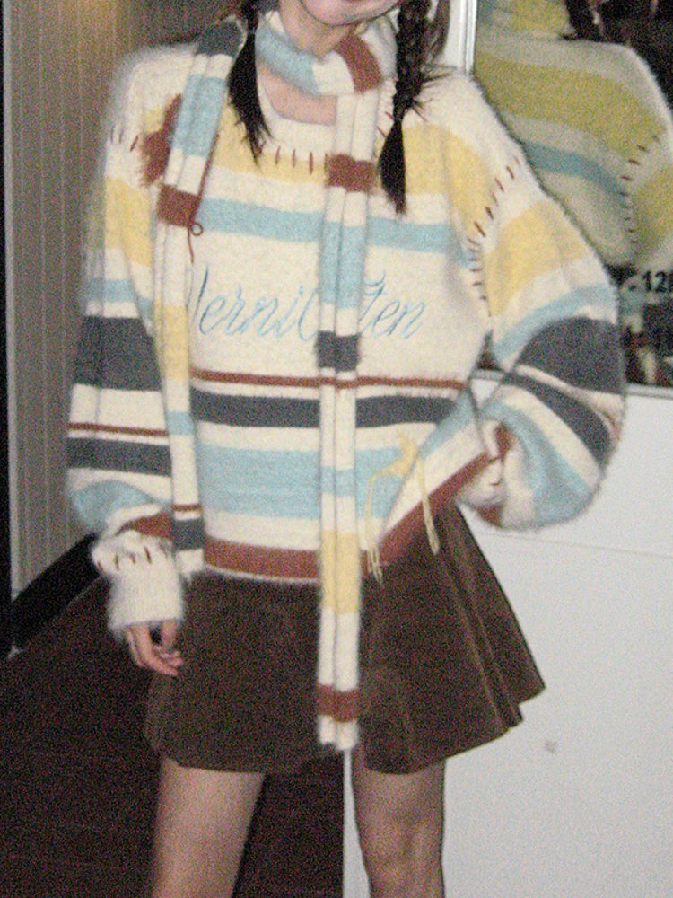 VerniChten Soft Sweater With Scarf-ntbhshop