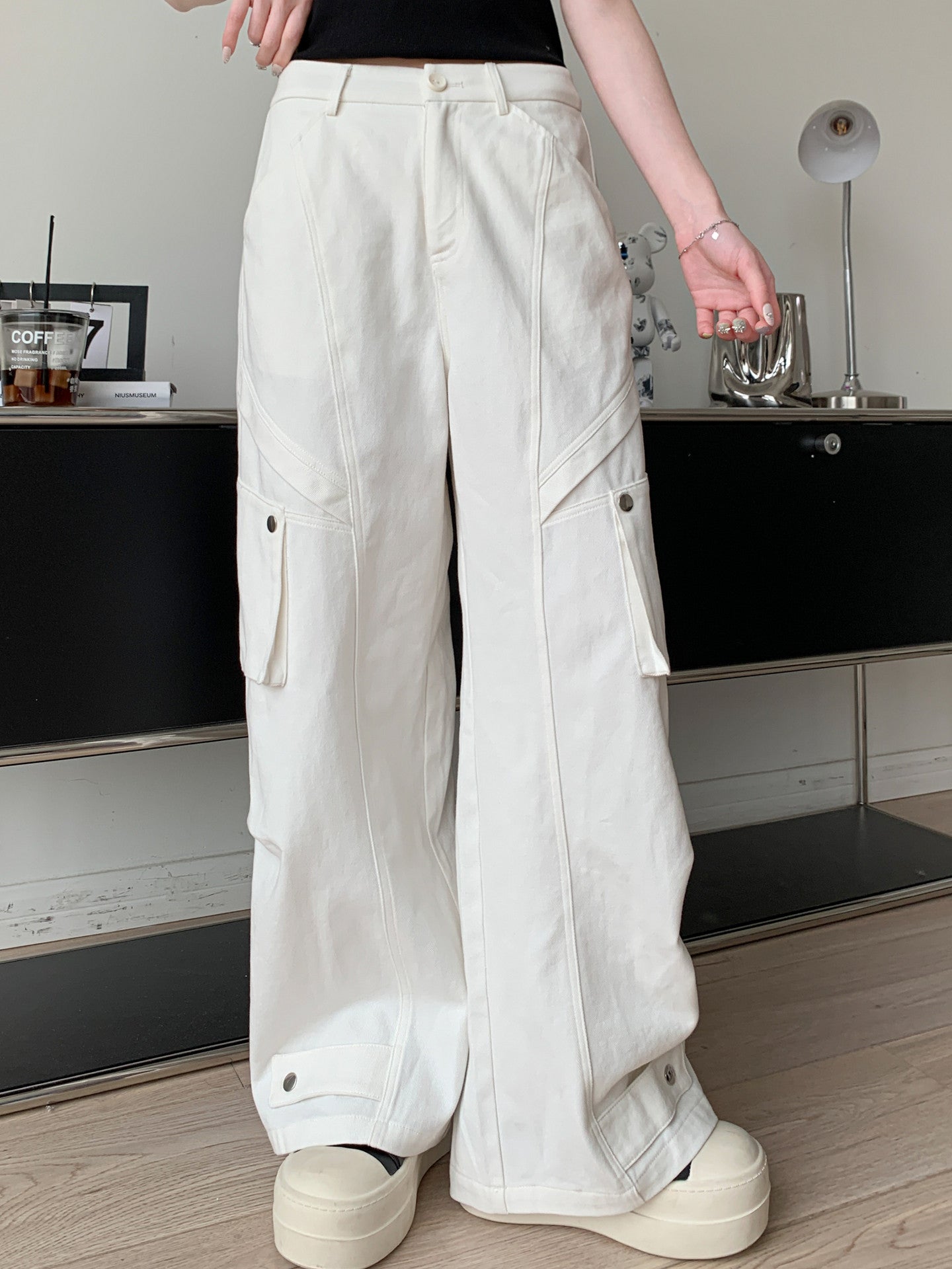 Clean Utility Cotton Pants-Bottoms-ntbhshop
