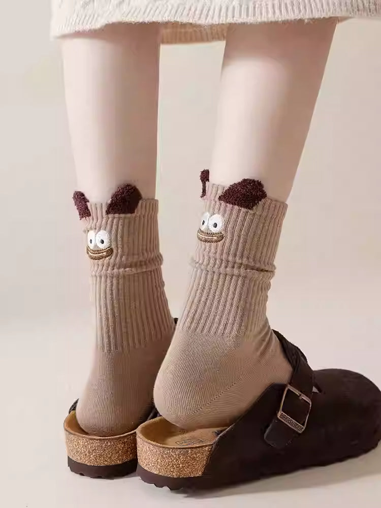Big Eyes Ribbed Crew Socks-ntbhshop