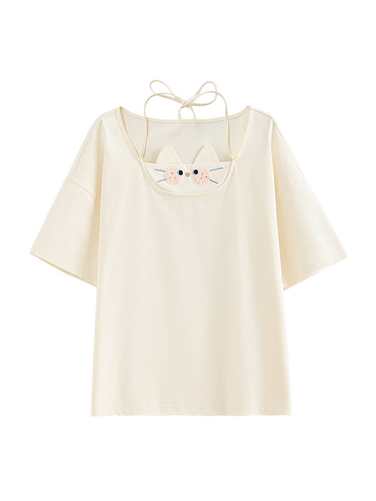Cookie Cat Halter Tee-Tops-ntbhshop