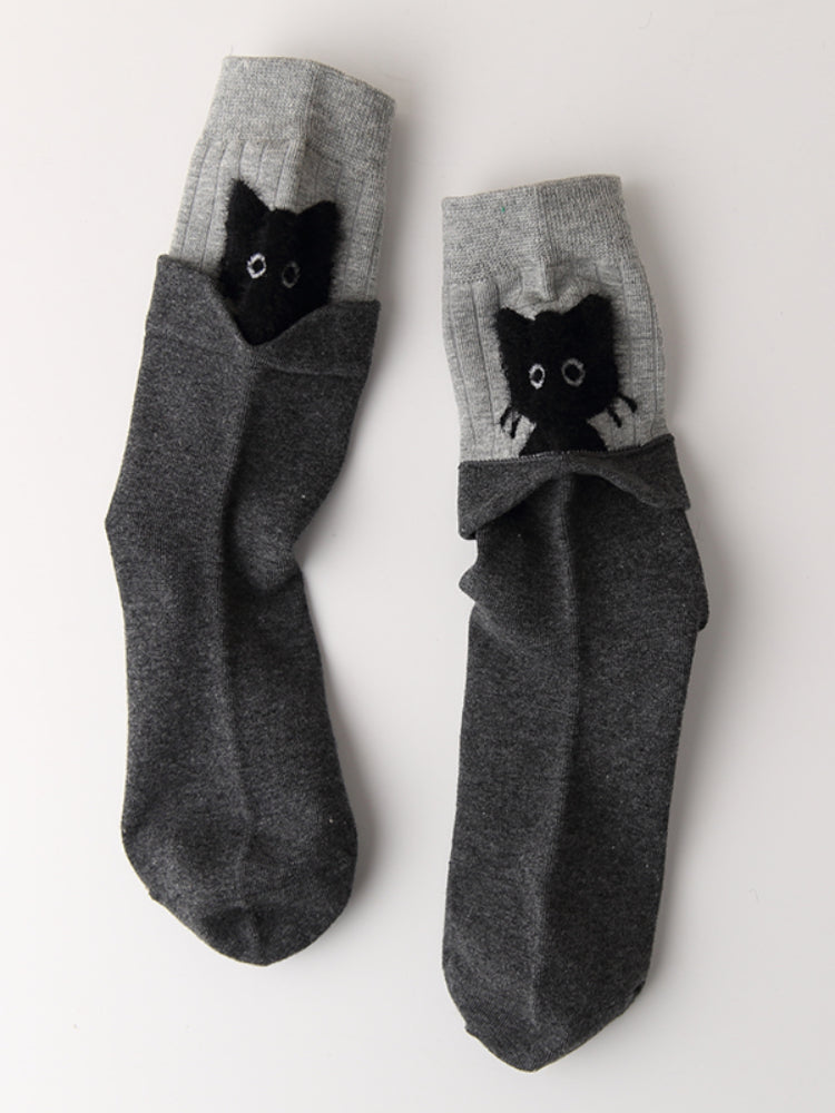 Peek-a-Boo Collar Flip Crew Socks-ntbhshop