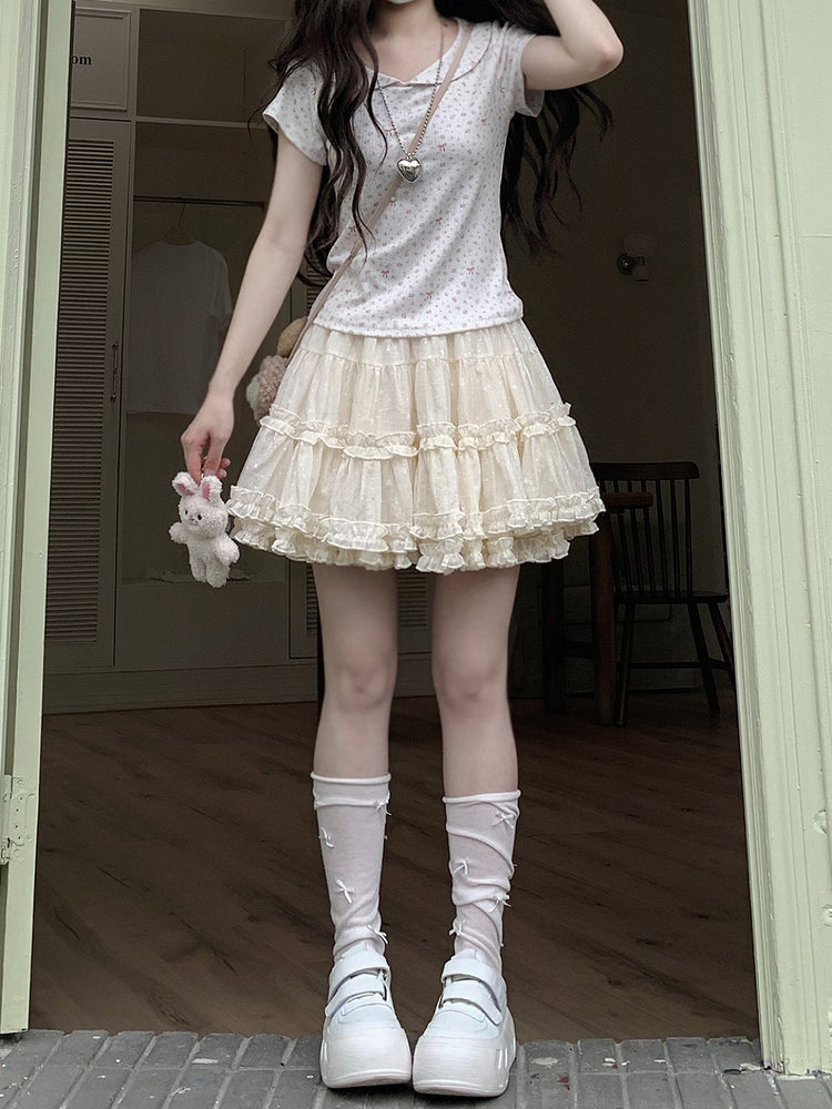 Ribbon Bloom Doll Collar Tee-Tops-ntbhshop