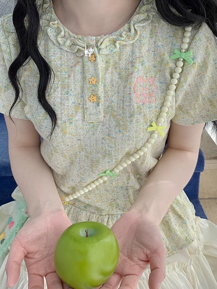 Meowberry Knit Peplum Tees-Sets-ntbhshop