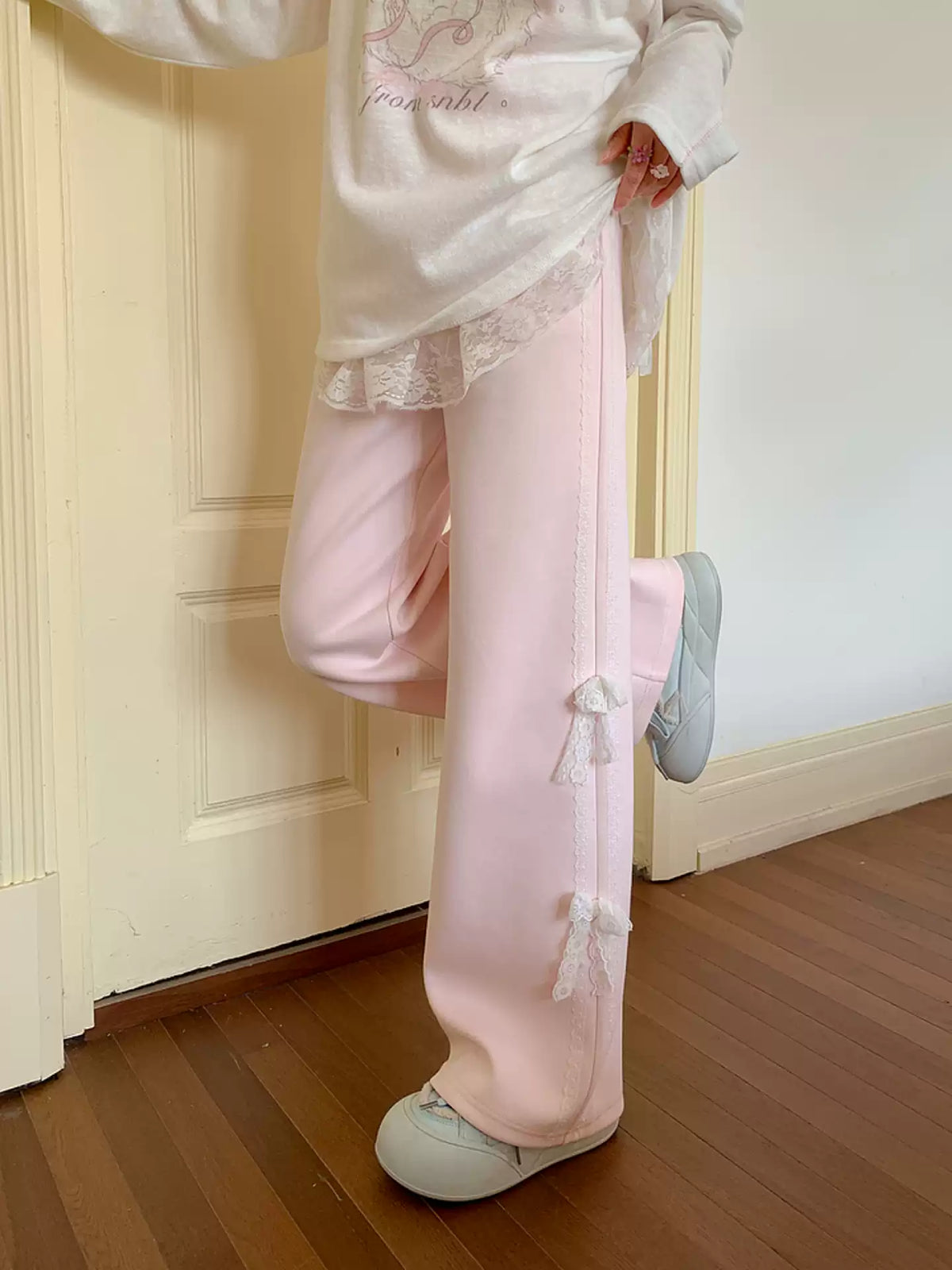 Blush Forest Lace Lounge Pants-Bottoms-ntbhshop