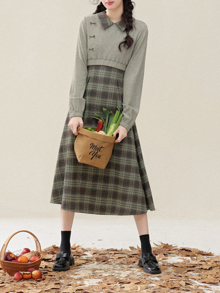 Mossbound Plaid Midi Dress-Dresses-ntbhshop