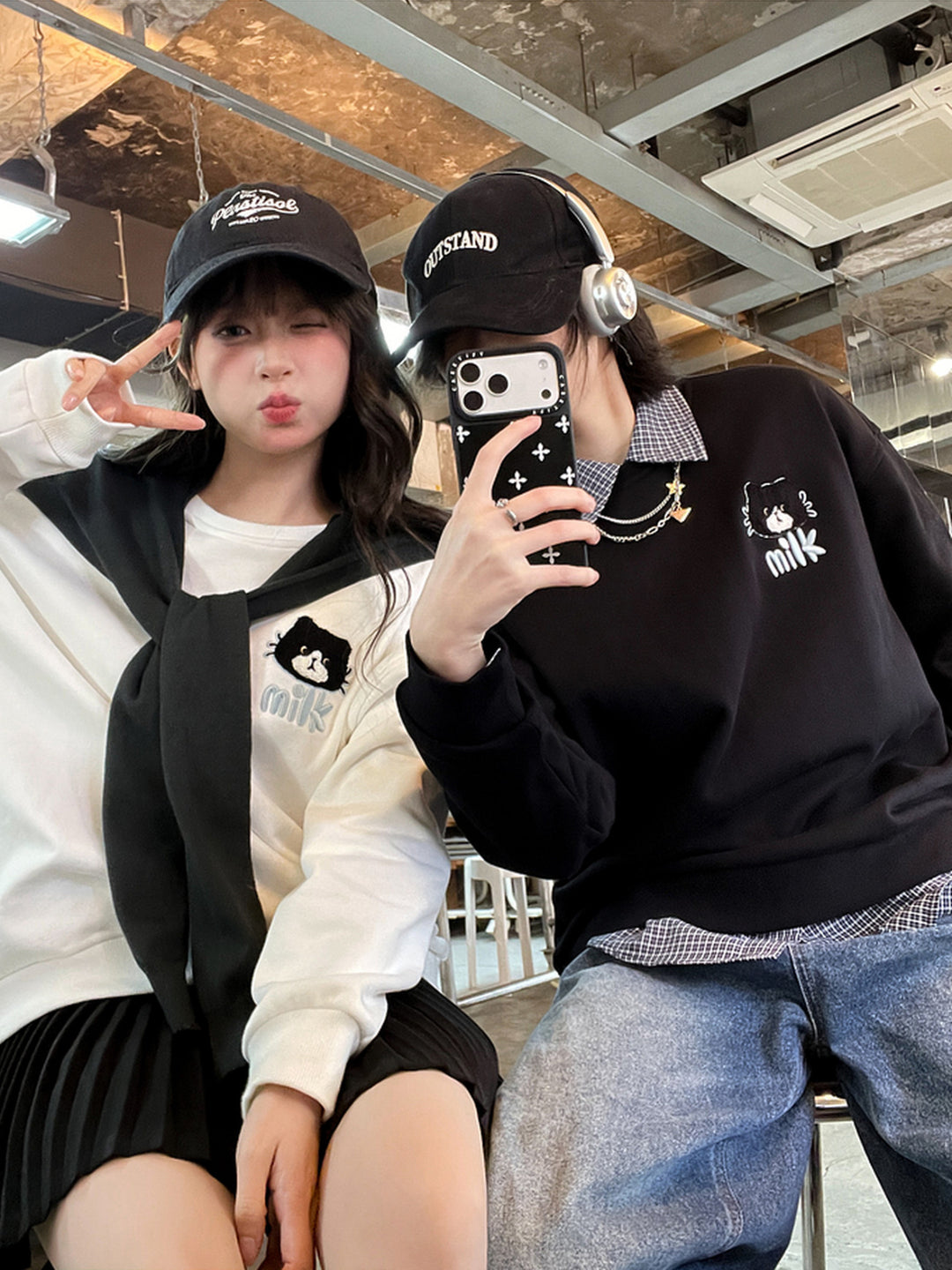 Milk Cat Unisex Fleece Sweatshirts-Tops-ntbhshop